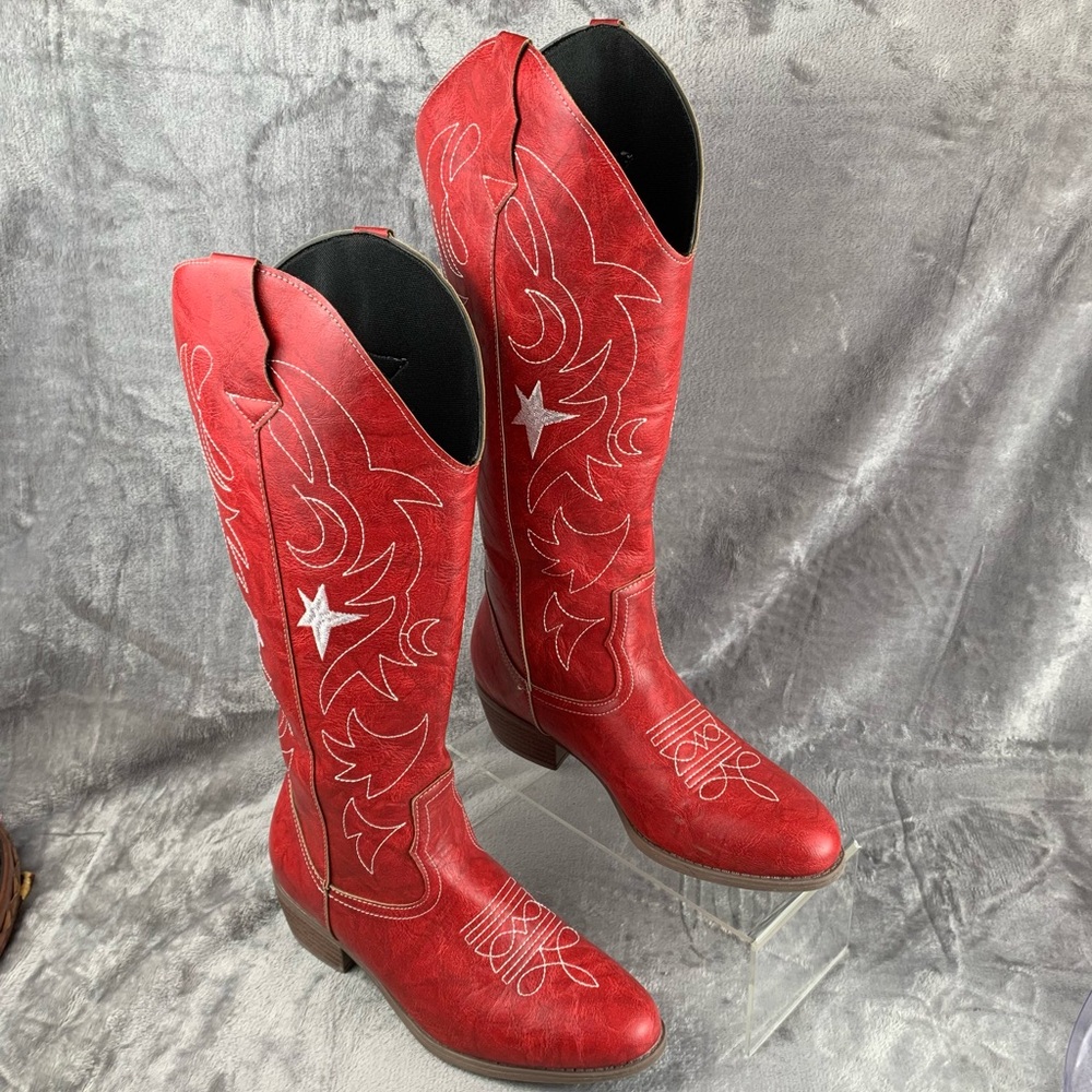Red Western Heeled Boots